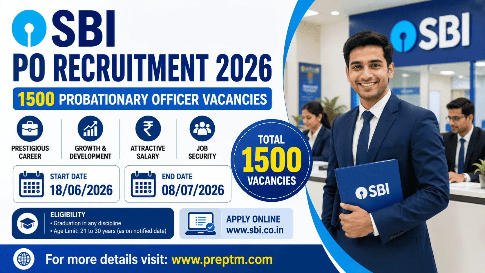 SBI PO Recruitment 2026: 1500 Probationary Officer Vacancies